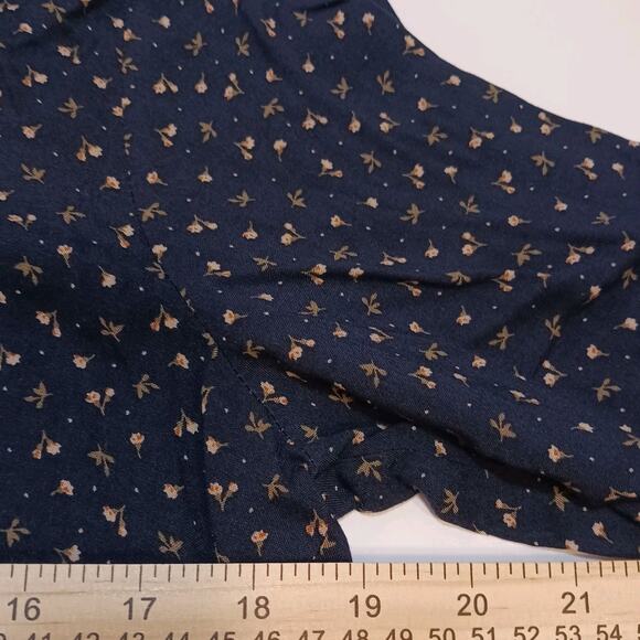 Route 66 Shirt Womens L Blue Floral Long Sleeve Button Up Shirt 100% Rayon - Picture 6 of 7